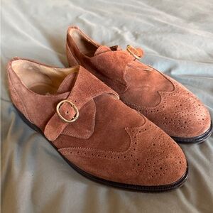 Elegant Michele Loisi Tan Suede Derby Loafers